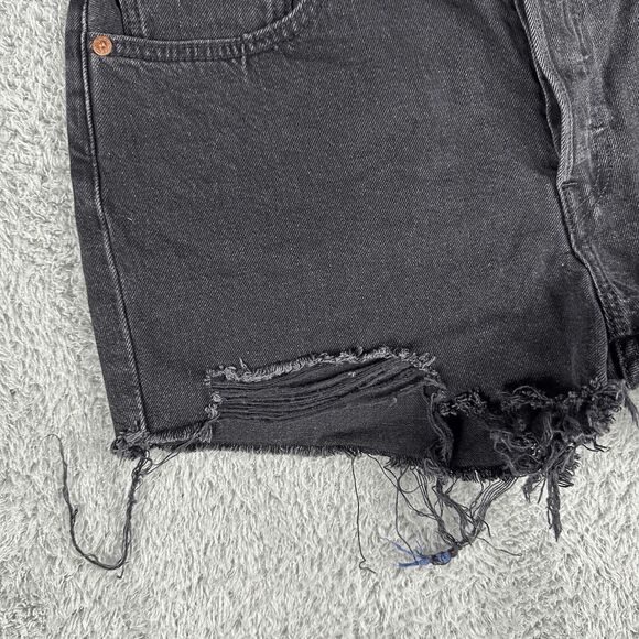 Levi's Womens 501 Grunge Shorts W32 Black Fringe Raw Hem Button Fly Distressed - Picture 2 of 13